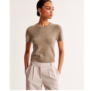 Abercrombie Crew Sweater Tee Light Brown Extra Small